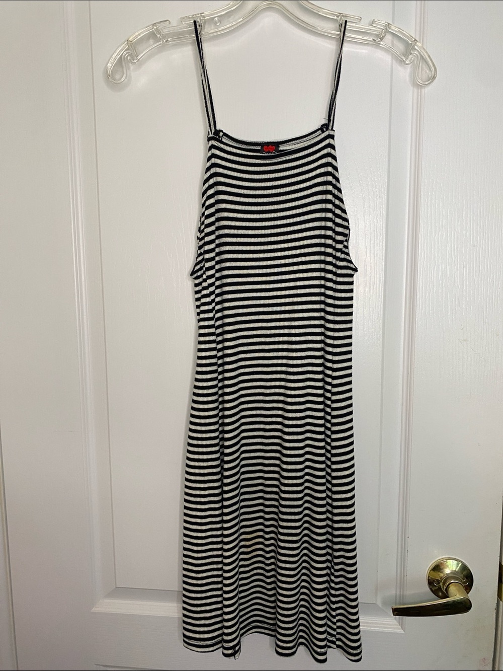 Poof! Black & White Striped Spaghetti Strap Dress